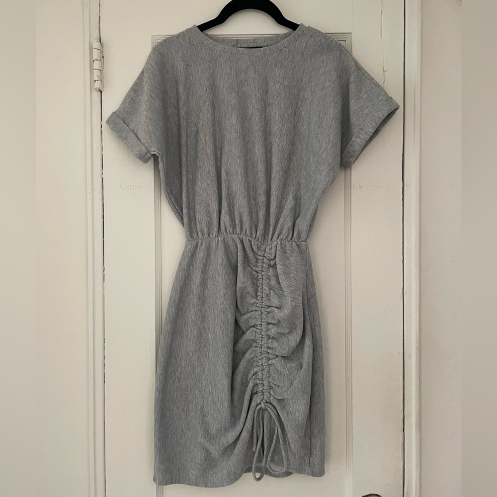 Express Gray Ruched Dress